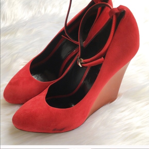 Celine Red Suede Wedges - Picture 2 of 5